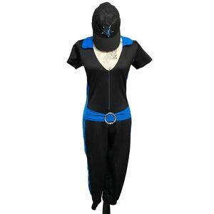 Baseball Uniform & Cap Halloween Costume Knickers Jumpsuit Adult Small Stretchy